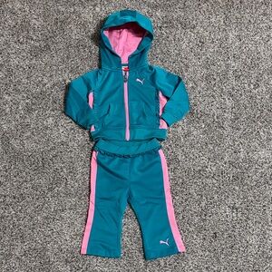 Puma Teal and Pink Kids' Tracksuit
